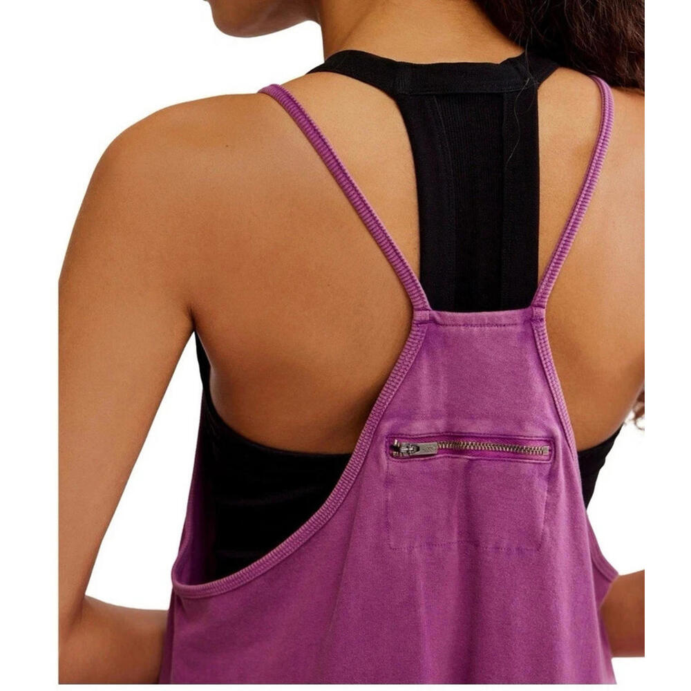 NWT Free People FP Movement Women's Size L Hot Shot Jumpsuit Deep Mulberry L - Picture 2 of 11